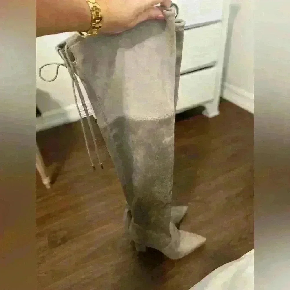 GUESS tan over the knee boots! Zip closure